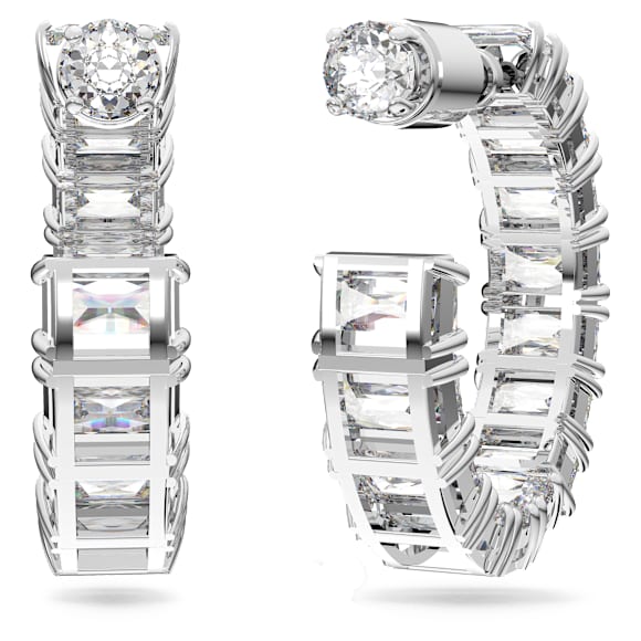 Millenia Kreolörhängen, Åttkantig slipning, Vit, Rodiumpläterad - Swarovski, 5612673