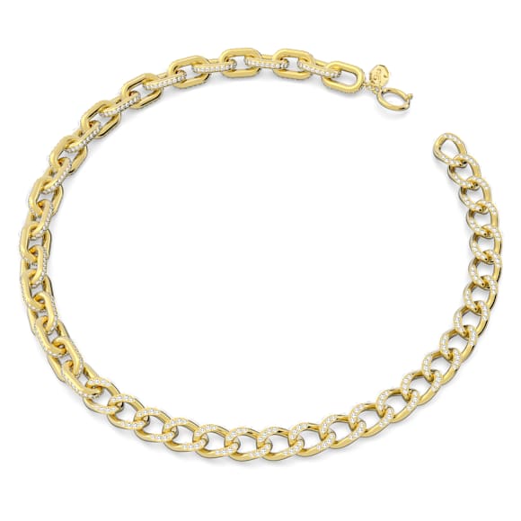 Dextera 项链, 混合連結, 白色, 镀金色调 - Swarovski, 5613388
