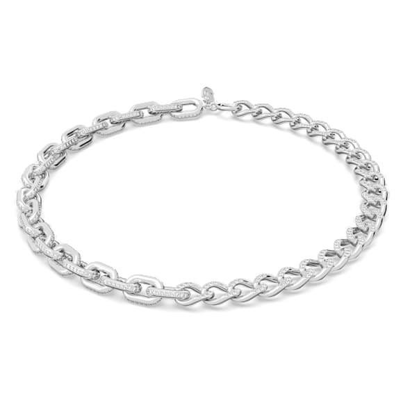 Dextera 네크리스, 믹스 링크, 화이트, 로듐 플래팅 - Swarovski, 5613391