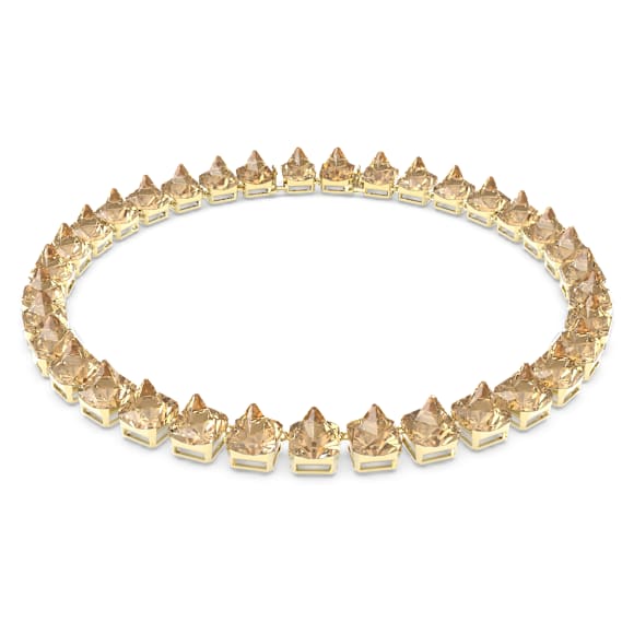 Matrix Tennis necklace, Pyramid cut, Gold tone, Gold-tone plated - Swarovski, 5613679