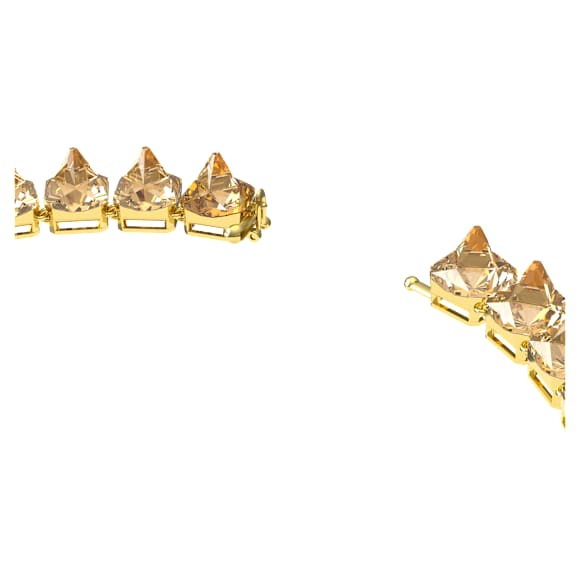 Matrix Tennis necklace, Pyramid cut, Gold tone, Gold-tone plated - Swarovski, 5613679