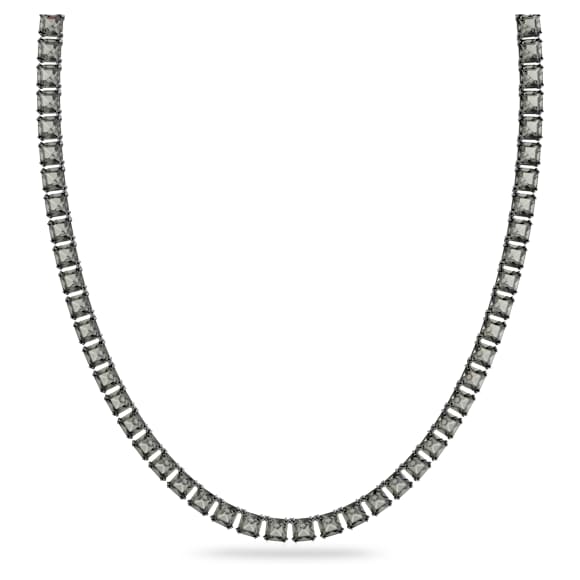 Collier Millenia, Taille Carré, Long, Gris, Métal plaqué ruthénium - Swarovski, 5613900