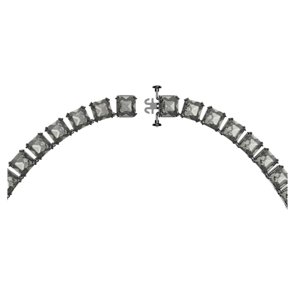 Millenia Halskette, Kissenschliff, Lang, Grau, Rutheniert - Swarovski, 5613900