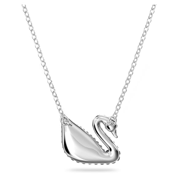 Swan medál, Hattyú, Szürke, Ródium bevonattal - Swarovski, 5614103