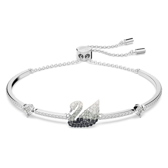 Swan 手链, 天鹅, 黑色, 镀铑 - Swarovski, 5614119