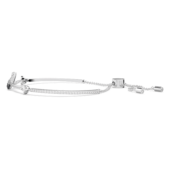 Swan bracelet, Swan, Black, Rhodium plated - Swarovski, 5614119