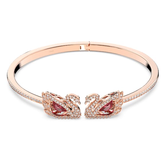 Swan 手鐲, 天鵝, 紅色, 18K 金（玫瑰金色）飾面 - Swarovski, 5614121