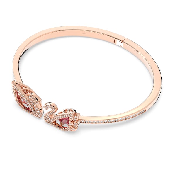 Swan bangle, Swan, Red, Rose gold-tone plated - Swarovski, 5614121