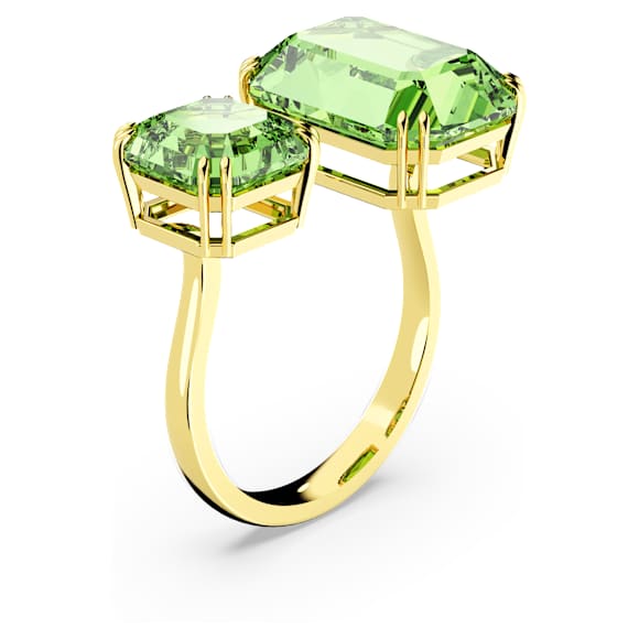 Millenia open ring, Octagon cut, Green, Gold-tone plated - Swarovski, 5614923