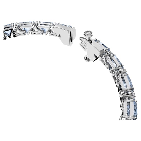 Matrix Tennis 手链, 三角形切割, 蓝色, 镀铑 - Swarovski, 5614925