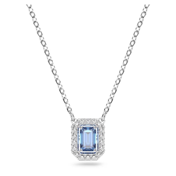 Millenia necklace, Octagon cut, Blue, Rhodium plated - Swarovski, 5614926