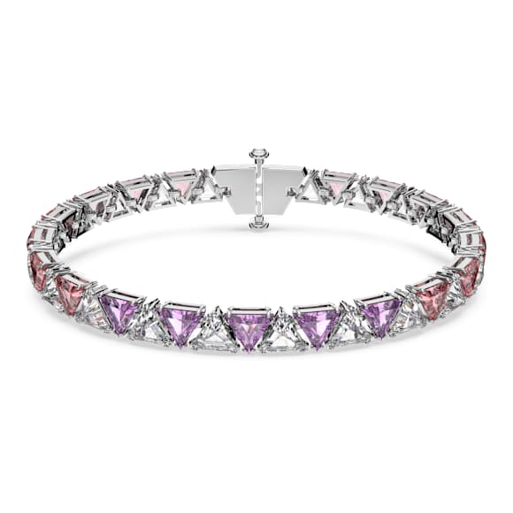 Matrix bracelet, Triangle cut, Pink, Rhodium plated - Swarovski, 5614928