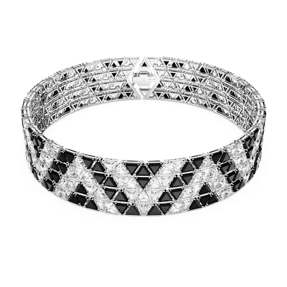 Matrix 束颈项链, 三角形切割, 黑色, 镀铑 - Swarovski, 5615327