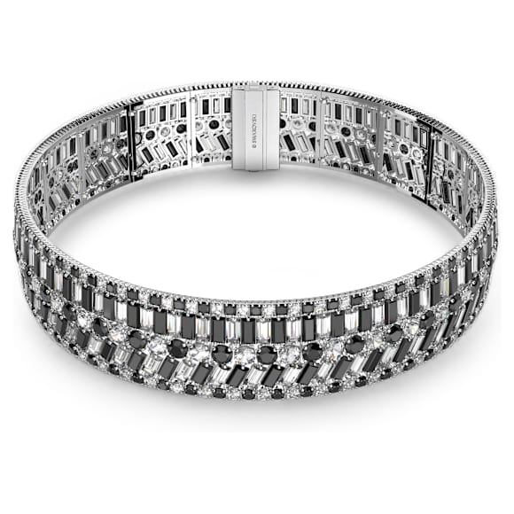 Hyperbola 束颈项链, 混合切割, 黑色, 镀铑 - Swarovski, 5615329