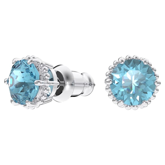 Birthstone Ohrstecker, Rundschliff, März, Blau, Rhodiniert - Swarovski, 5615512