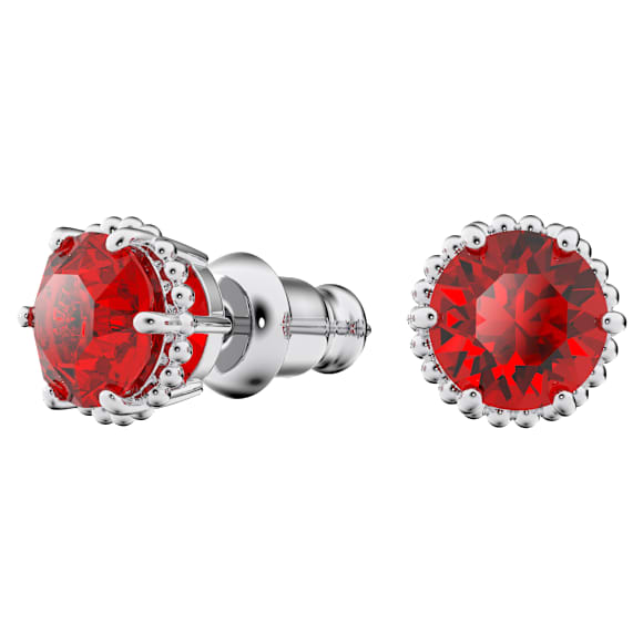 Orecchini a lobo Birthstone, Taglio tondo, Gennaio, Rossi, Placcato rodio - Swarovski, 5615516