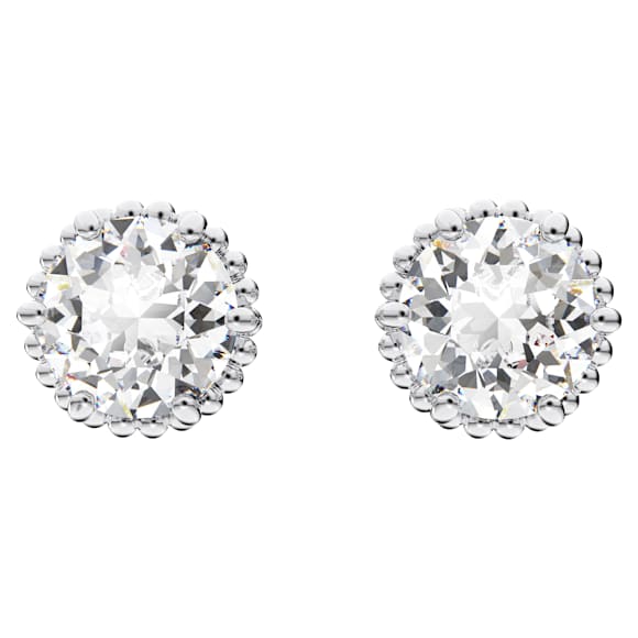 Birthstone Ohrstecker, Rundschliff, April, Weiß, Rhodiniert - Swarovski, 5615520