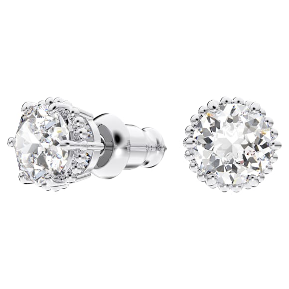 Birthstone Ohrstecker, Rundschliff, April, Weiß, Rhodiniert - Swarovski, 5615520