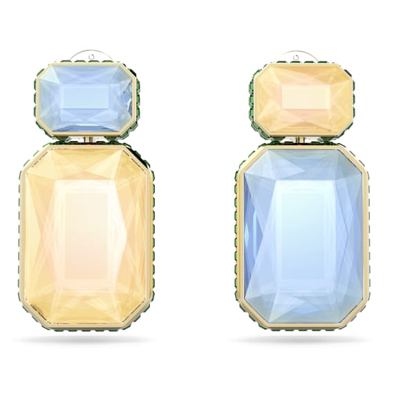 Chroma 夹式耳环, 非对称设计、八角形切割, 流光溢彩, 镀金色调 - Swarovski, 5615708