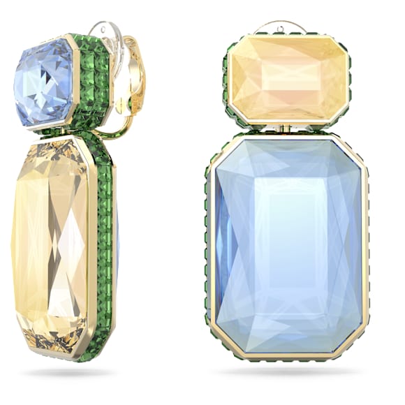 Chroma 夹式耳环, 非对称设计、八角形切割, 流光溢彩, 镀金色调 - Swarovski, 5615708