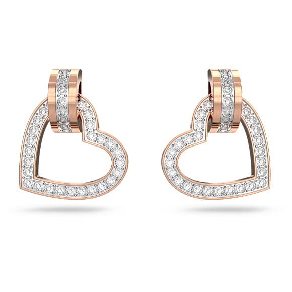Lovely stud earrings, Heart, White, Rose gold-tone plated - Swarovski, 5616477