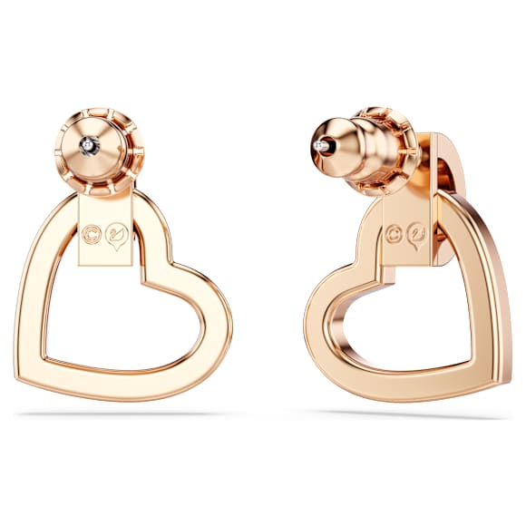 Lovely bedugós fülbevaló, Szív, Fehér, 18 kt-os rózsaarany bevonat - Swarovski, 5616477