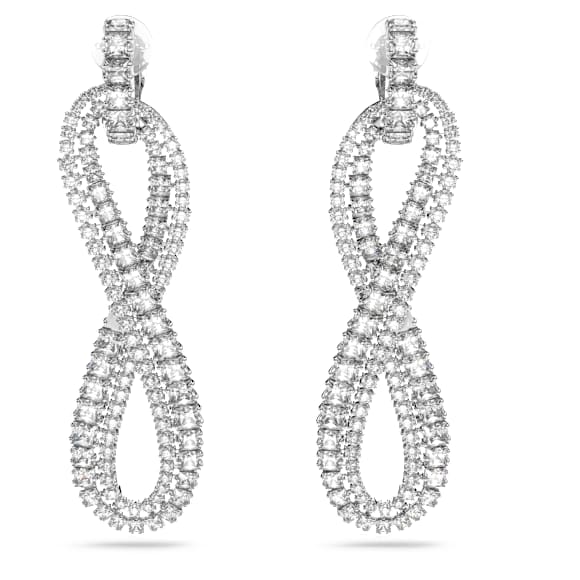 Hyperbola 夾式耳環, Infinity, 白色, 鍍白金色 - Swarovski, 5616586