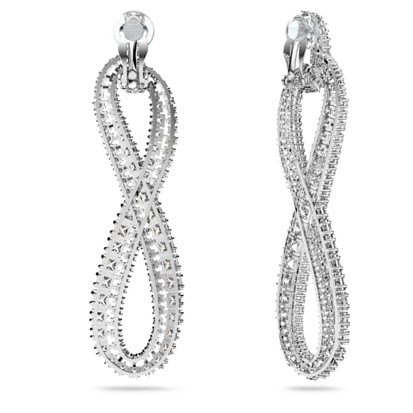 Hyperbola 夾式耳環, Infinity, 白色, 鍍白金色 - Swarovski, 5616586