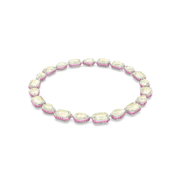 Chroma Tennis 项链, 磁扣、混合切割, 流光溢彩, 镀铑 - Swarovski, 5616640
