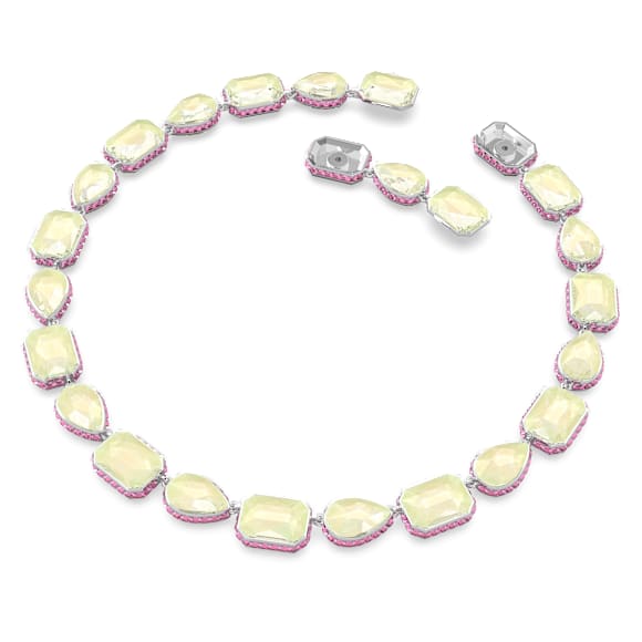 Chroma Tennis 项链, 磁扣、混合切割, 流光溢彩, 镀铑 - Swarovski, 5616640