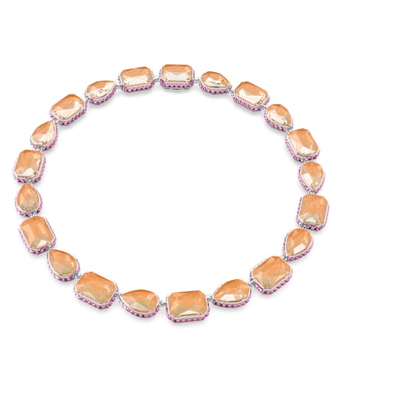 Chroma Tennis necklace, Magnetic closure, Mixed cuts, Multicolored, Rhodium plated - Swarovski, 5616640