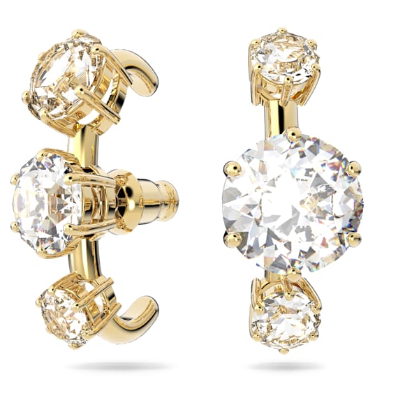 Constella 耳廓耳环, 非对称设计, 圆形切割, 白色, 镀金色调 - Swarovski, 5616919