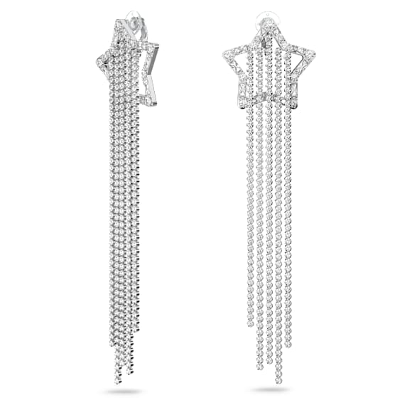 Stella 夹式耳环, 流星, 白色, 镀铑 - Swarovski, 5617755