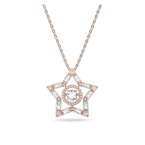 Stella pendant, Mixed cuts, Star, White, Rose gold-tone plated - Swarovski, 5617766
