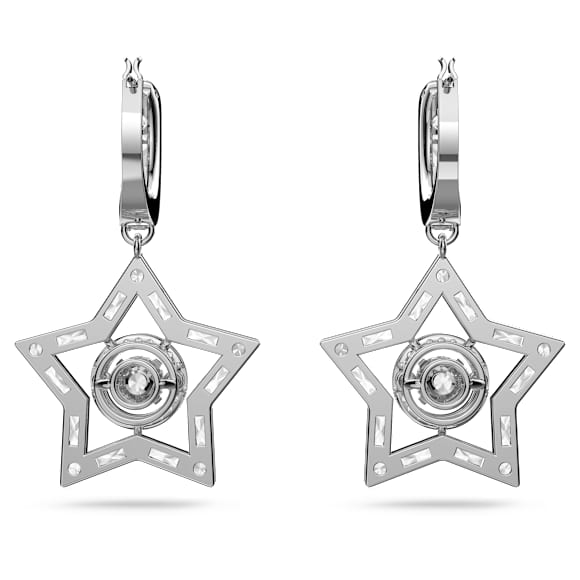 Stella 水滴形耳环, 混合切割, 星星, 白色, 镀铑 - Swarovski, 5617767