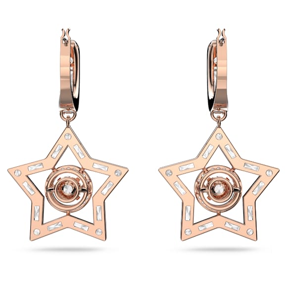 Stella 水滴形耳环, 混合切割, 星星, 白色, 镀玫瑰金色调 - Swarovski, 5617769