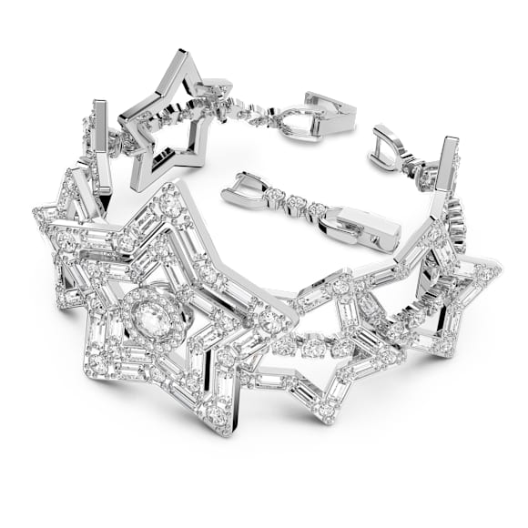 Stella Armband, Blandade slipningar, Stjärna, Stor, Vit, Rodiumpläterad - Swarovski, 5617880