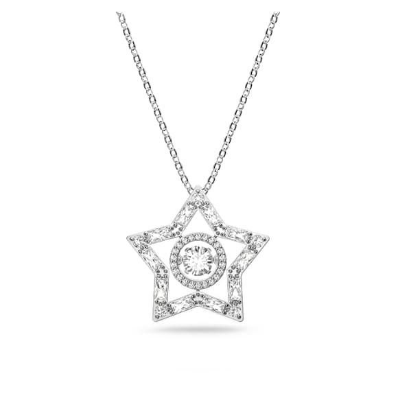 Stella 链坠, 混合切割, 星星, 大码, 白色, 镀铑 - Swarovski, 5617919