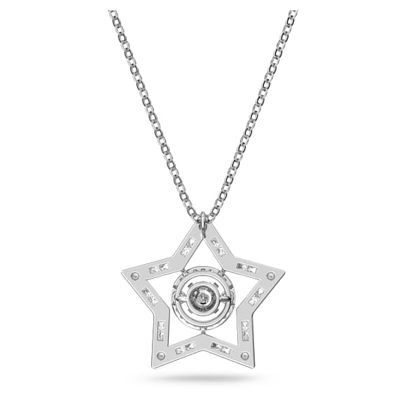 Stella 链坠, 混合切割, 星星, 大码, 白色, 镀铑 - Swarovski, 5617919