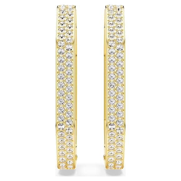 Anneaux d'oreilles Dextera, Forme octogonale, Larges, Blanches, Placage de ton or - Swarovski, 5618304