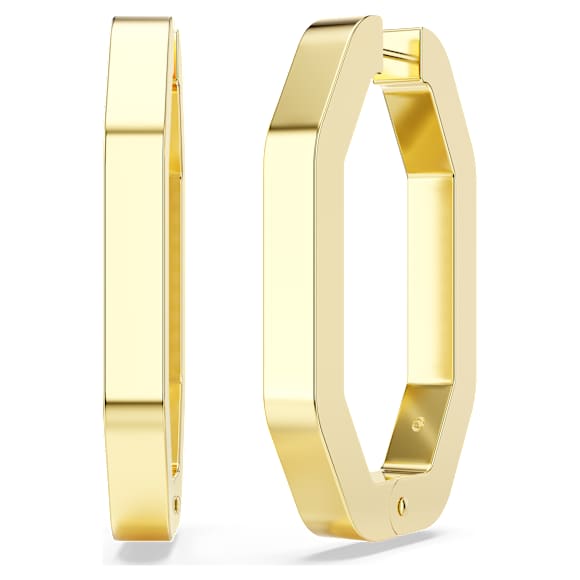 Anneaux d'oreilles Dextera, Forme octogonale, Larges, Blanches, Placage de ton or - Swarovski, 5618304