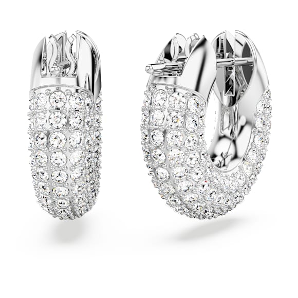 Kruhové náušnice Dextera, Malé, Bílá, Pokoveno rhodiem - Swarovski, 5618306