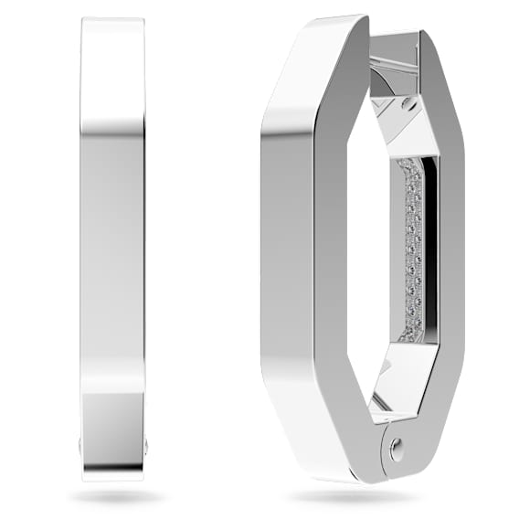 Anneaux d'oreilles Dextera, Forme octogonale, Medium, Blanches, Métal rhodié - Swarovski, 5618308
