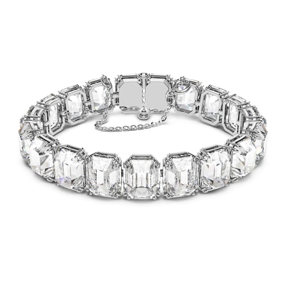 Matrix Tennis bracelet, Octagon cut, White - Swarovski, 5618699