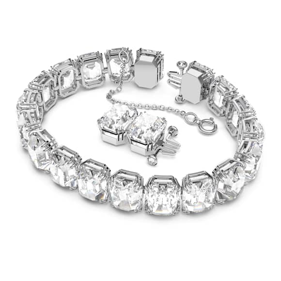 Matrix Tennis bracelet, Octagon cut, White - Swarovski, 5618699