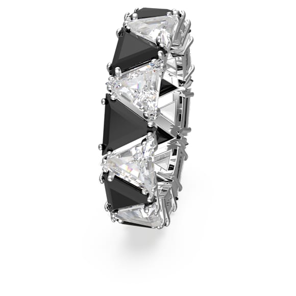 Matrix cocktail ring, Triangle cut, Black, Rhodium plated - Swarovski, 5619153
