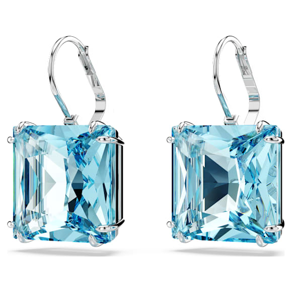 Millenia 드롭 이어링, 스퀘어 컷, 블루, 로듐 플래팅 - Swarovski, 5619472