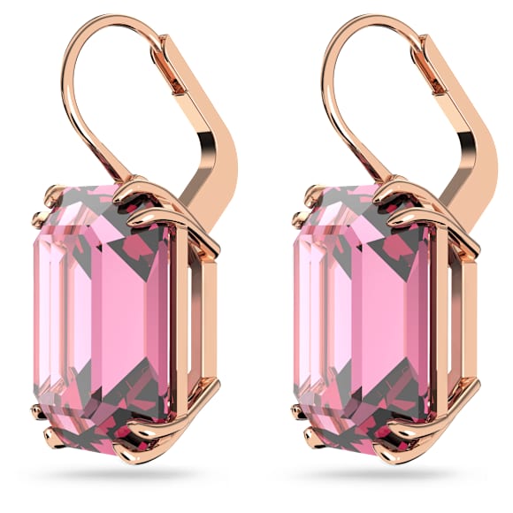 Millenia 水滴形耳環, 八角形切割, 粉紅色, 18K 金（玫瑰金色）飾面 - Swarovski, 5619502