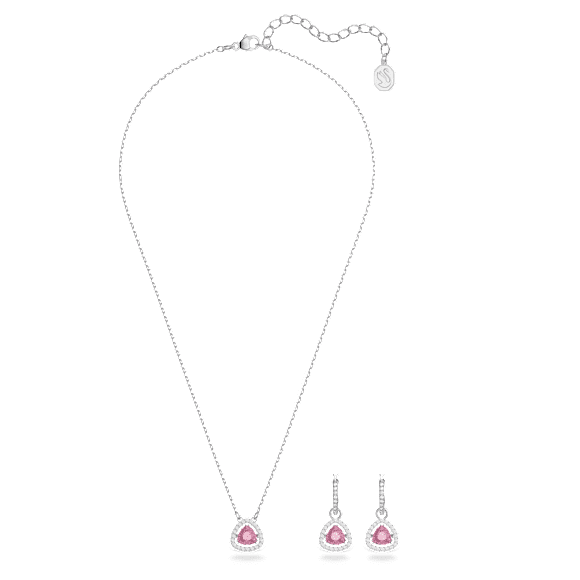 Set Una, Tăietură tip trilliant, Roz, Placat cu rodiu - Swarovski, 5619503