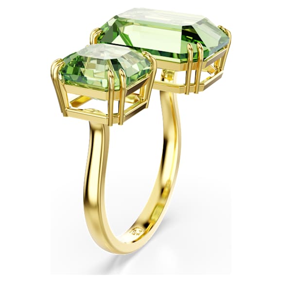 Millenia Öppen ring, Åttkantig slipning, Grön, 18K guldfinish - Swarovski, 5619629